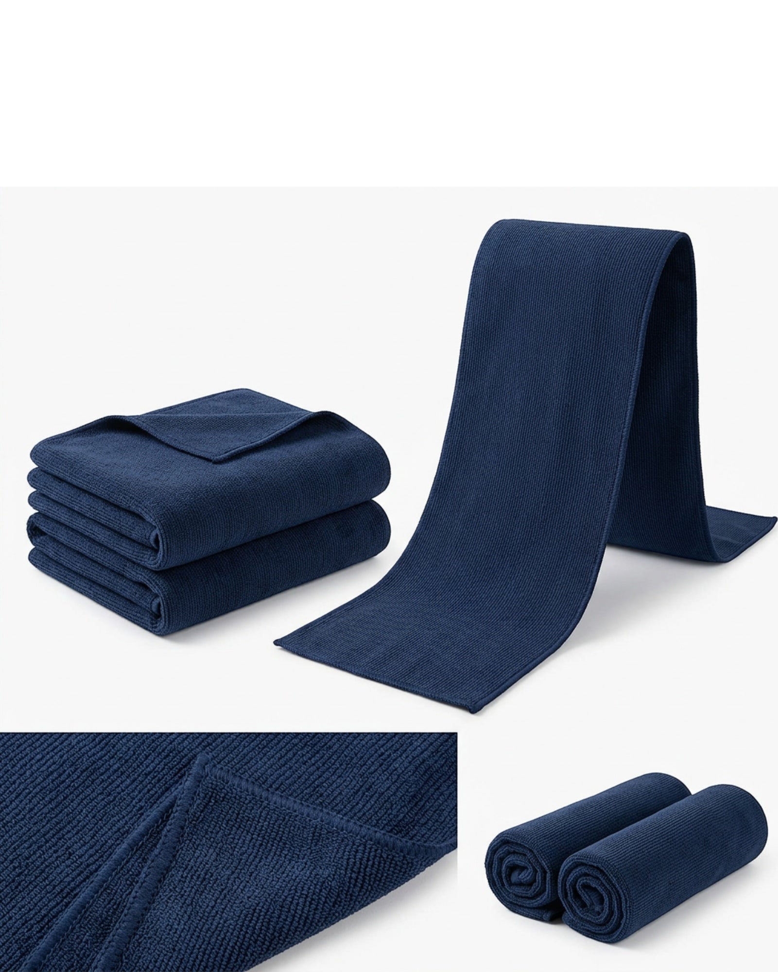 Kexle Long Training Bench Towel Navy 18 x 48 in 2 Pack