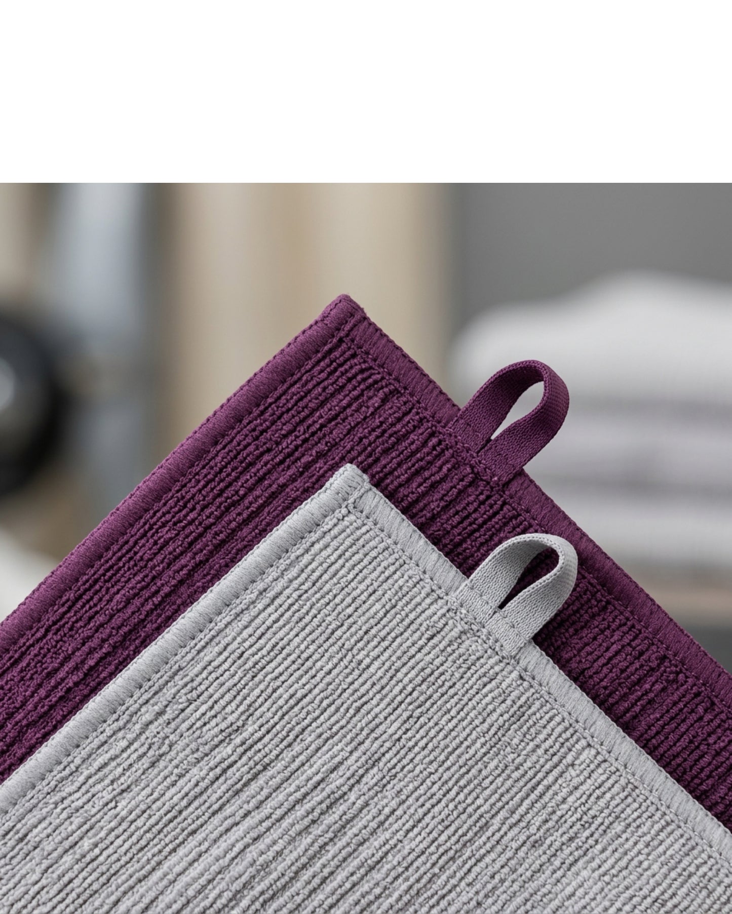 Kexle Ribbed Microfiber Sports Towel Pair 55 x 28 cm Aubergine and Gray - Detail view